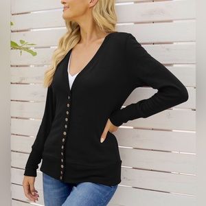 Nenona Woman’s V-neck Button Down Knitwear Long Sleeve Sweater